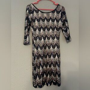 Elegant Sequin Wave Pattern Dress